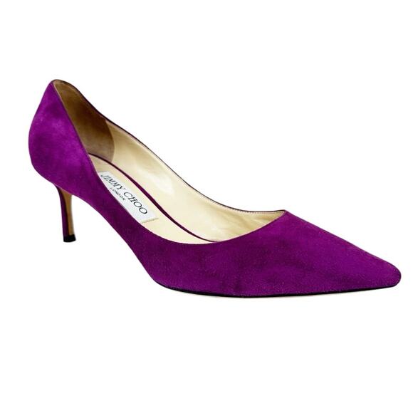 Jimmy Choo Shoes - Jimmy Choo Purple Suede Heels Womens 37.5 Slip On Pumps